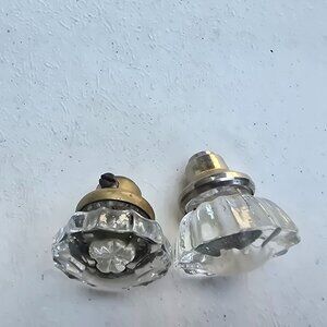 Vintage Crystal Glass Door Knobs Architectural Salvage Decor Brass 2 Knobs Diff